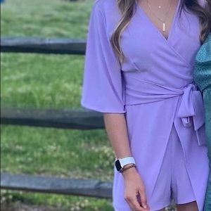 Ces Femme Lavender Romper with Front Tie